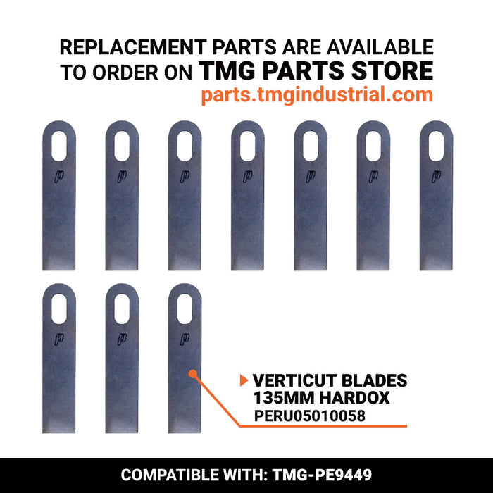 PERU05010058 Peruzzo Verticut Blades 135mm 1.6mm Thick Hardox for MOTOFOX, KOALA GROUND, KOALA PRO (Pack of 10)