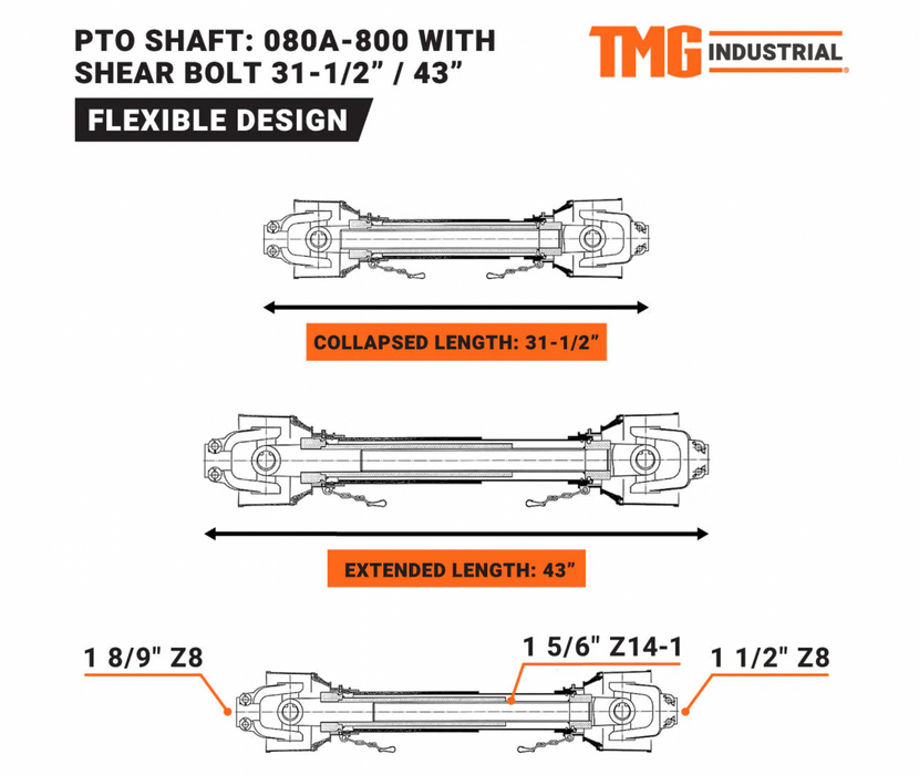 TMG-TMB55/70-PTO Shaft (080A-LF-800)