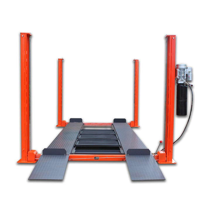 TMG Industrial 4-Post Auto Lift, 9,000 lb Lift Capacity, 77” Rise, Removable Ramp, CETL Certified Power Unit, TMG-ALF90