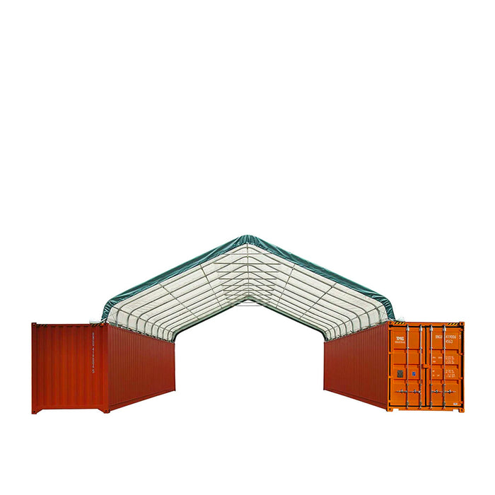 TMG Industrial 30' x 40' PVC Fabric Container Peak Roof Shelter Pro Series, Fire Retardant, Water Resistant, UV Protected, TMG-ST3041CV (Previously ST3040CV)