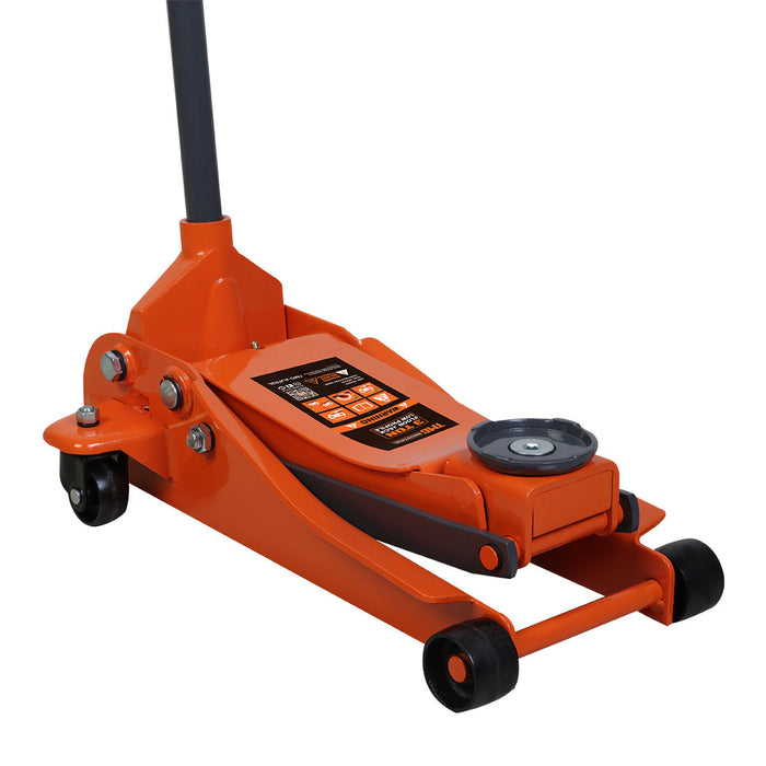 TMG Industrial 3 Ton Low Profile Floor Jack, 18” Max. Height, 3-1/2” Ground Clearance, 360° Caster Pivot, TMG-AJF03L