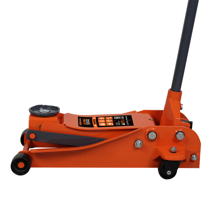 TMG Industrial 3 Ton Low Profile Floor Jack, 18” Max. Height, 3-1/2” Ground Clearance, 360° Caster Pivot, TMG-AJF03L