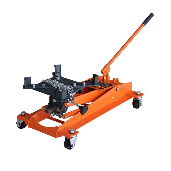 TMG Industrial 1100-lb Low-Profile Transmission Jack, Swivel Casters, 360° Moving Handle, TMG-AJT10