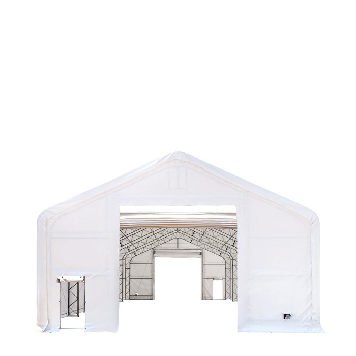 TMG Industrial 30' x 80' Dual Truss Storage Shelter with Heavy Duty 17 oz PVC Cover & Drive Through Doors, TMG-DT3081