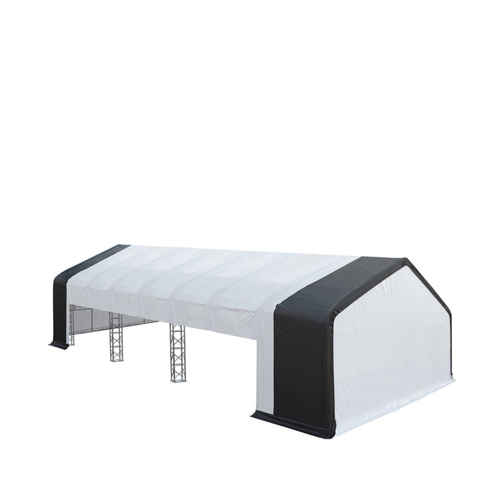 TMG-DT3380 80 x 33 FT Dual Truss Storage Shelter Workshop, 19’ Wide Drive-Through Opening, 21oz PVC Cover