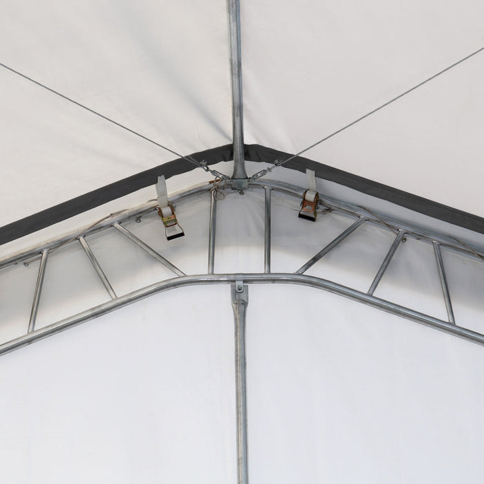 TMG-DT3380 80 x 33 FT Dual Truss Storage Shelter Workshop, 19’ Wide Drive-Through Opening, 21oz PVC Cover