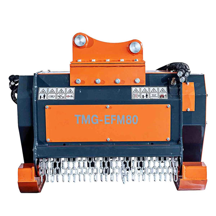 TMG Industrial 30” Excavator Forestry Brush Mulcher, 6-10 Ton Carrier, 4” Dia. Cutting Capacity, Hydraulic Piston Motor, PTMG-EFM80