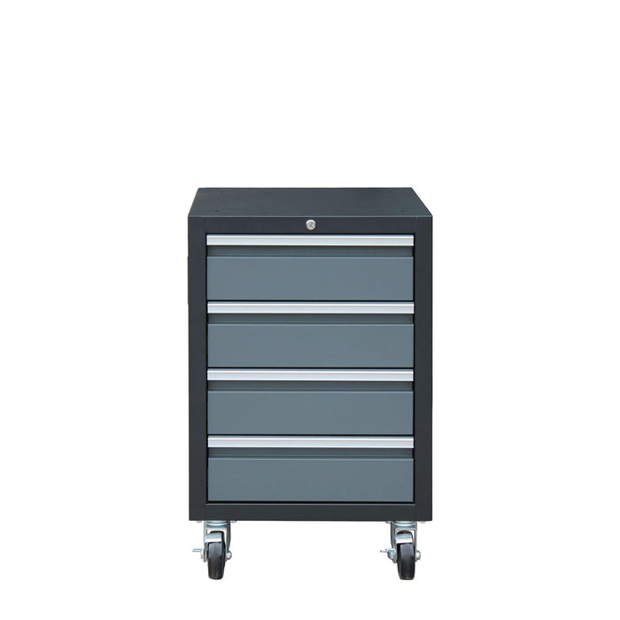 TMG Industrial Pro Series 9-Piece Garage Storage Cabinet Combo Set w/Rolling Cabinet, Rubber Wood Tabletop, Recessed Aluminum Handles, TMG-GCC09B