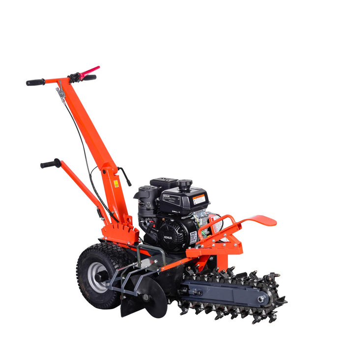 TMG Industrial 18” Self-Propelled Kohler Powered Trenching Machine, 4” Trench Width, 18” Trench Depth, 7 HP Gasoline Engine, Auto-Feed Auger, TMG-GT418