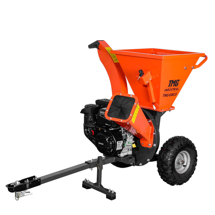 TMG Industrial 3-in-1 3” Wood Chipper, Shredder & Vacuum, ATV Tow-Behind, 7 HP Kohler Engine, 6" Suction Port, 8’ Vacuum Hose, TMG-GWC3