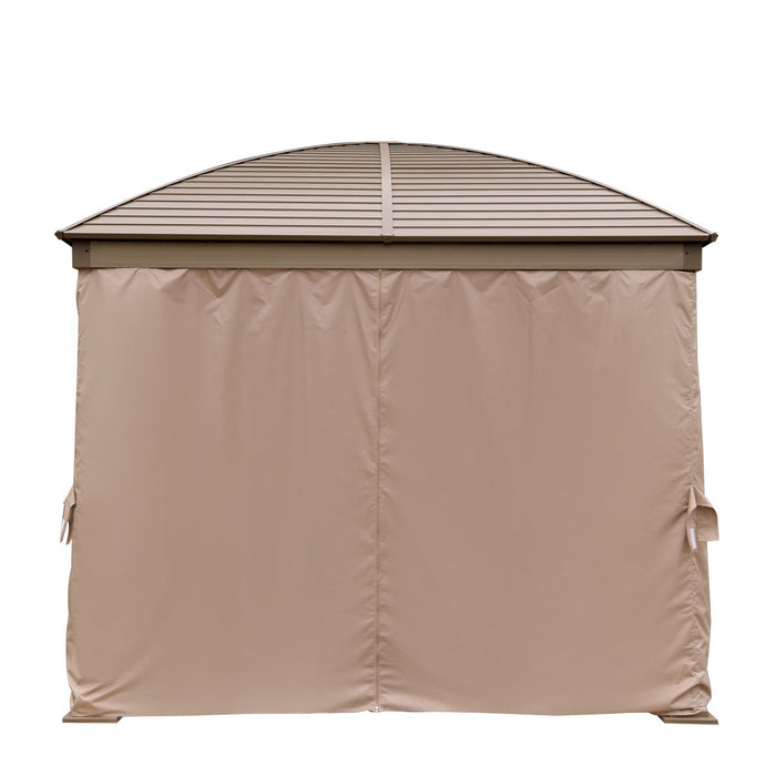 TMG Industrial 10’ x 10’ Hardtop Curved Steel Roof Patio Gazebo, Mosquito Nets & Curtains Included, TMG-LGZ10