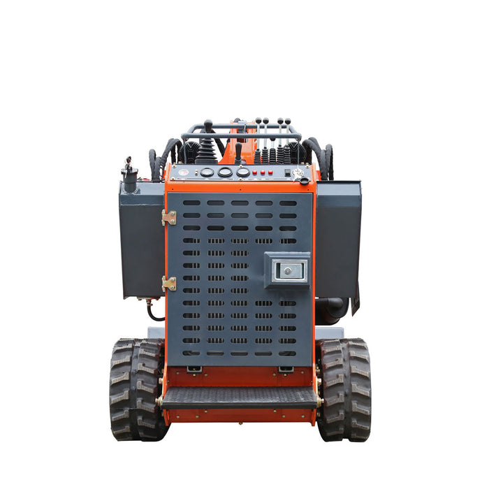 TMG Industrial Stand-On Mini Track Loader, 25 HP Perkins Diesel Engine, Eaton Hydraulic Motor, Permco Hydraulic Pump, Italian Hydro Control Valve, Joystick Controls, 750 lb Load Capacity, Smooth Bucket Included, TMG-MVL25P