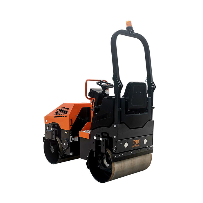 TMG-MVR50 1.5-Ton Ride-On Double Drum Vibratory Roller, 20HP Honda GX630 Engine, 22'' Drum, 4950 lb Compaction Force