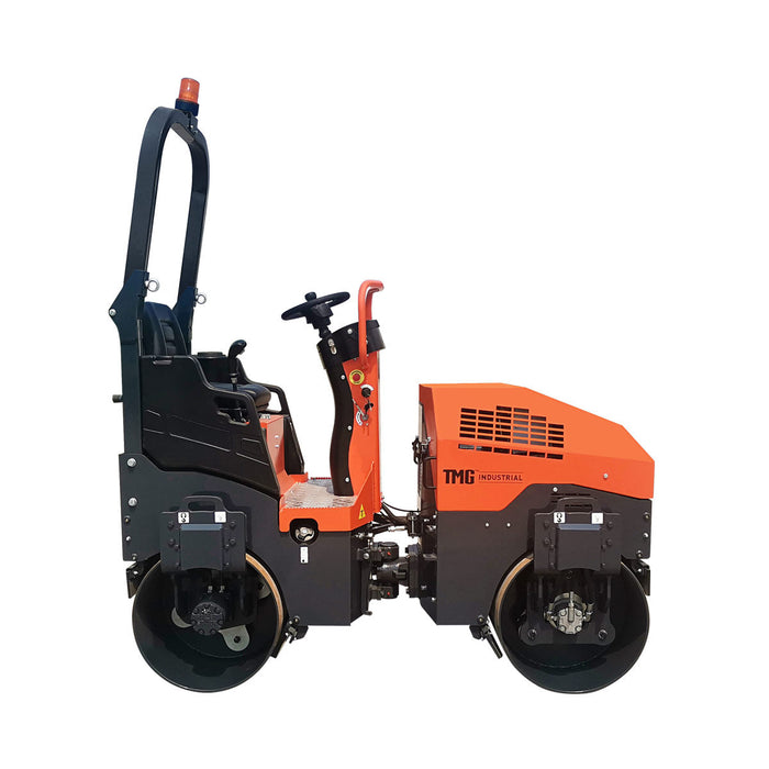 TMG-MVR50 1.5-Ton Ride-On Double Drum Vibratory Roller, 20HP Honda GX630 Engine, 22'' Drum, 4950 lb Compaction Force