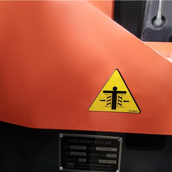 TMG-MVR50 1.5-Ton Ride-On Double Drum Vibratory Roller, 20HP Honda GX630 Engine, 22'' Drum, 4950 lb Compaction Force