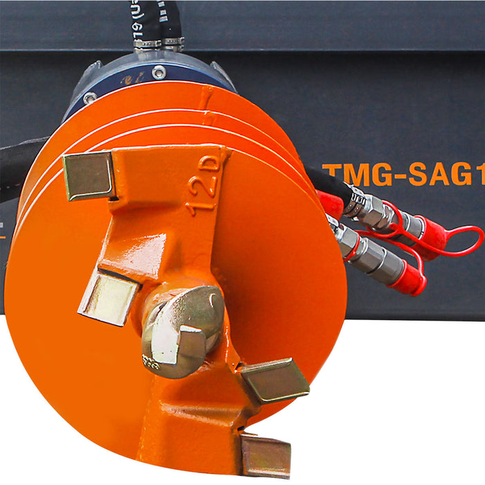 TMG Industrial Skid Steer Post Hole Auger Drive Attachment, 12” Diameter Auger, 48” Drilling Depth, Standard Flow, TMG-SAG12