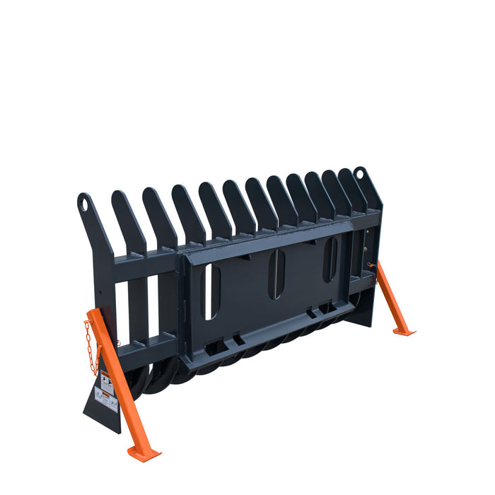 TMG Industrial 72” Skid Steer Root Debris Rake Attachment, Universal Mount, 6” Tine Spacing, 30-50 HP Skid Steers, TMG-SDR72