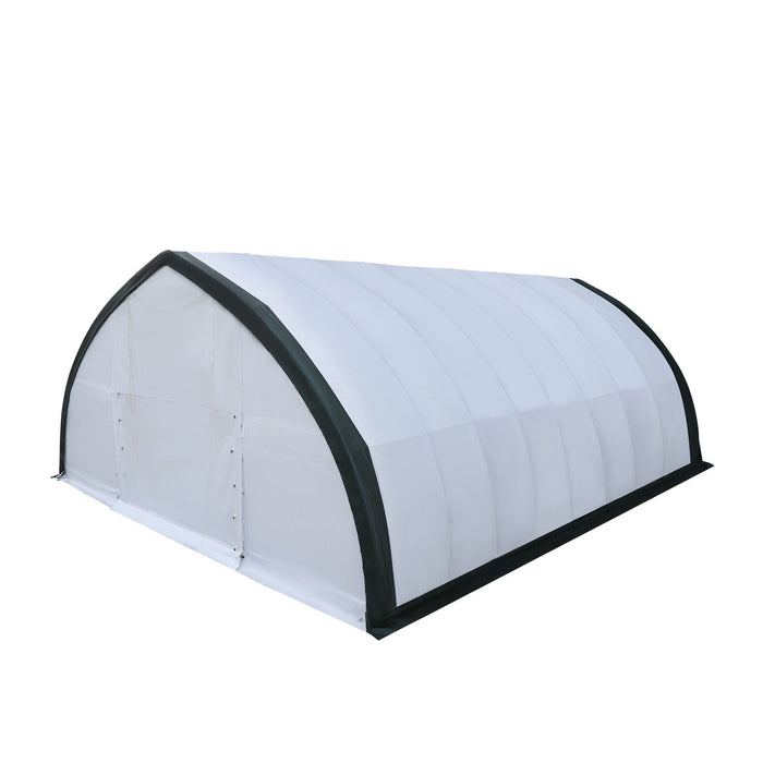 TMG Industrial 30' x 40' Peak Ceiling Storage Shelter with Heavy Duty 11 oz PE Cover & Drive Through Doors, TMG-ST3040E (Previously ST3040)