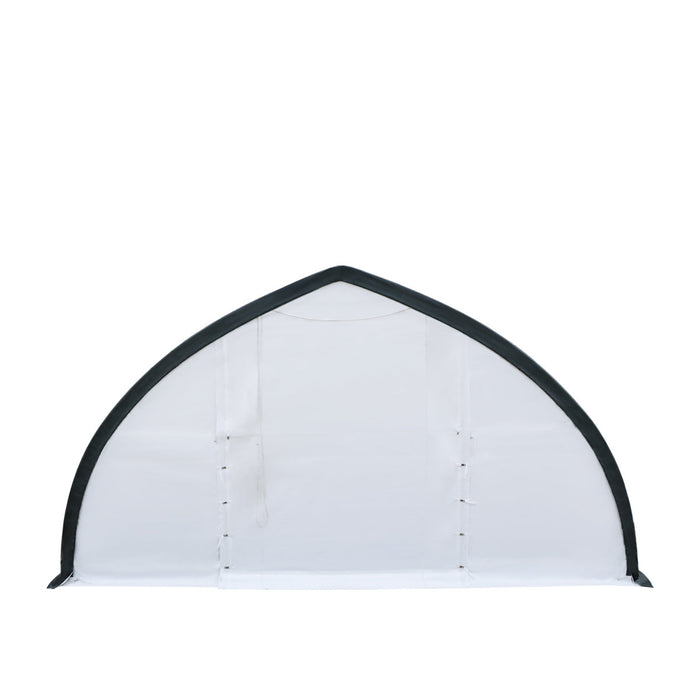 TMG Industrial 30' x 40' Peak Ceiling Storage Shelter with Heavy Duty 11 oz PE Cover & Drive Through Doors, TMG-ST3040E (Previously ST3040)