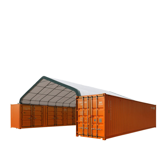 TMG Industrial 30' x 40' Peaked Roof Container Shelter with 11 oz PE Tarpaulin, TMG-ST3040C