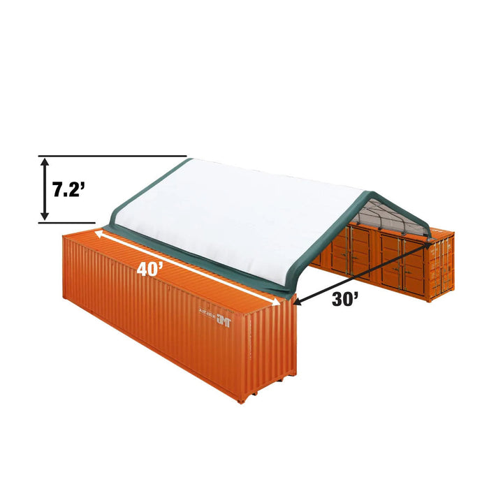 TMG Industrial 30' x 40' Peaked Roof Container Shelter with 11 oz PE Tarpaulin, TMG-ST3040C