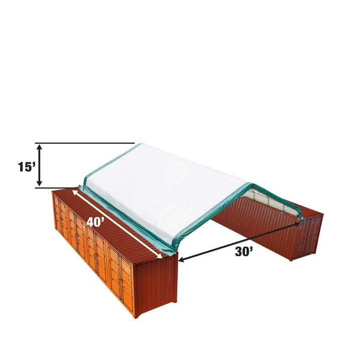 TMG Industrial 30' x 40' PE Fabric Pro Series Container Peak Roof Shelter, Fire Retardant, Water Resistant, UV Protected, TMG-ST3041CE(Previously TMG-ST3040CE)