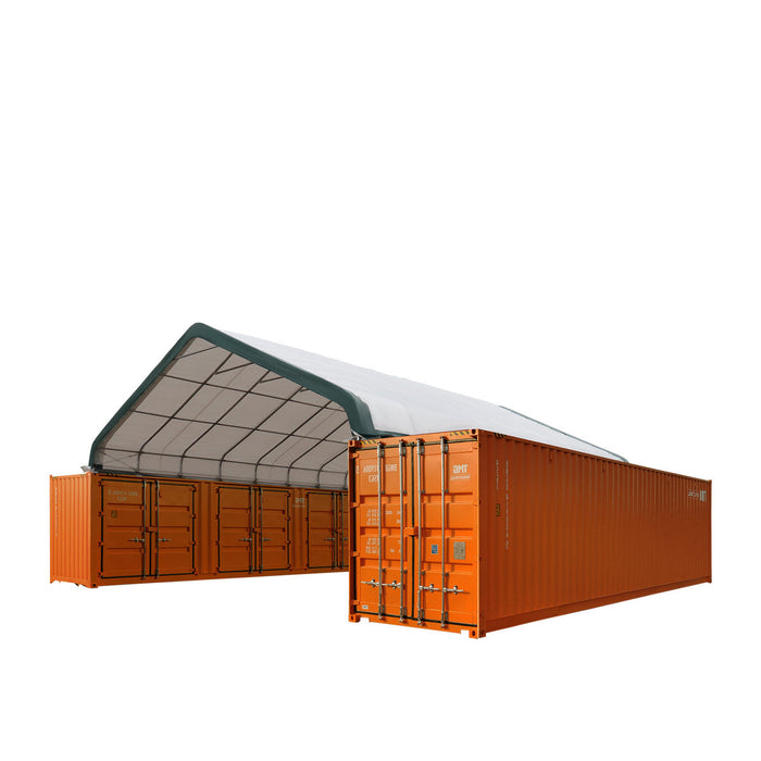 TMG Industrial 30' x 40' PE Fabric Pro Series Container Peak Roof Shelter, Fire Retardant, Water Resistant, UV Protected, TMG-ST3041CE(Previously TMG-ST3040CE)