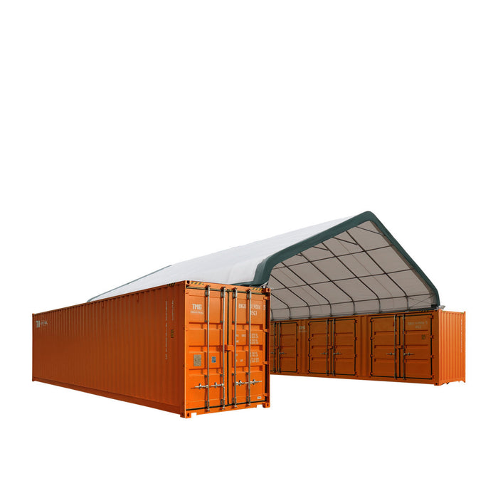 TMG Industrial 30' x 40' PE Fabric Pro Series Container Peak Roof Shelter, Fire Retardant, Water Resistant, UV Protected, TMG-ST3041CE(Previously TMG-ST3040CE)