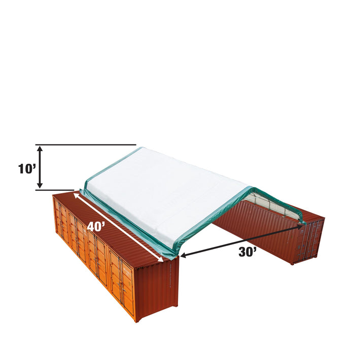 TMG Industrial 30' x 40' PVC Fabric Container Peak Roof Shelter Pro Series, Fire Retardant, Water Resistant, UV Protected, TMG-ST3041CV (Previously ST3040CV)