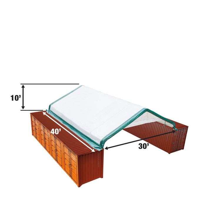 TMG Industrial 30' x 40' PVC Fabric Container Peak Roof Shelter with End Wall & Partial Front Drop Pro Series, Fire Retardant, Water Resistant, UV Protected, TMG-ST3041CVF (Previously ST3040CVF)