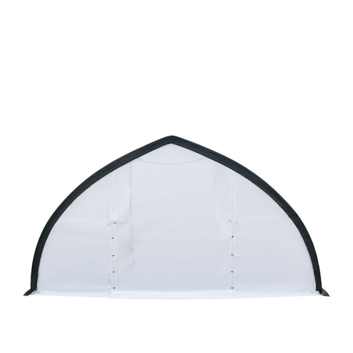 TMG Industrial 30' x 80' Peak Ceiling Storage Shelter with Heavy Duty 11 oz PE Cover & Drive Through Doors, TMG-ST3080E (Previously ST3080)