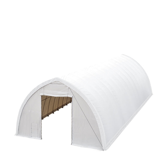 TMG-ST4061V 40' x 60' Peak Ceiling Storage Shelter, Single Truss, 17oz Commercial Grade PVC Cover, 13' W x 16' H Wide Open Door on Two End Walls