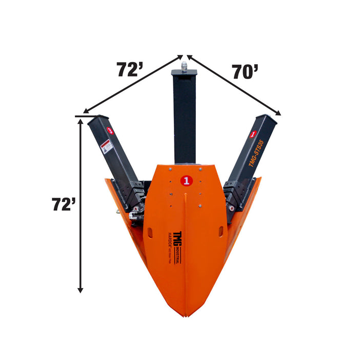 TMG Industrial 36” Skid Steer Hydraulic Tree Spade, 4” Diameter Cut Capacity, 22” Blade Opening, Hardox® 400 Blades, TMG-STS35