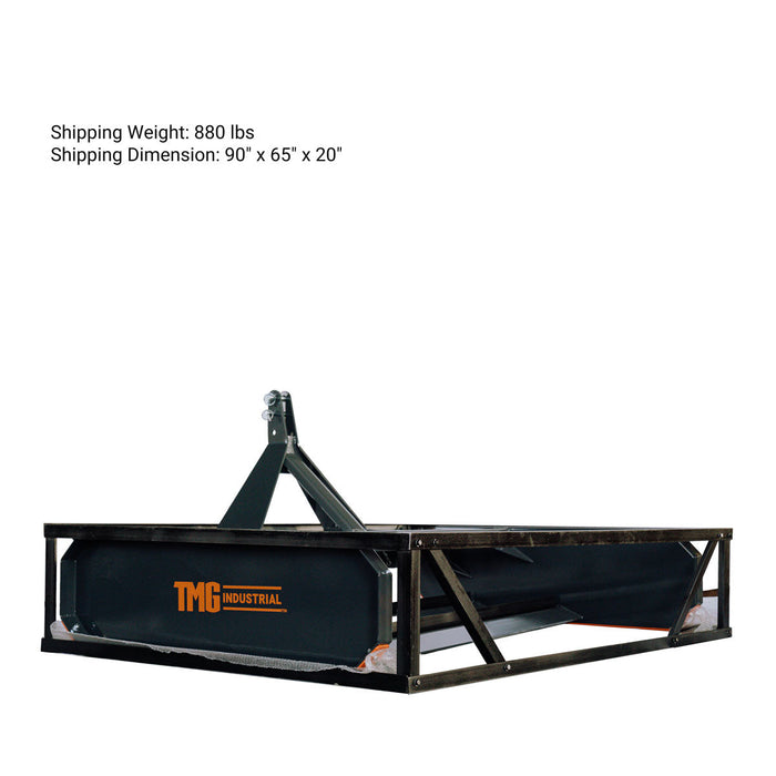 TMG Industrial 84” Tractor Land Leveler, 3-Point Hitch, 81” Grading Width, Adjustable Depth, Double Edge Blades, Category 1 & 2, TMG-TLL84